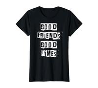 Buenos Amigos Buenos Tiempos Camiseta gráfica económica, Mujer, Negro, XS