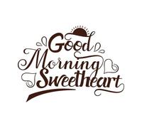 Buenos días cariño, el arte tipográfico se puede utilizar Calcomanías de pared de PVC 36x49.9cm Decoración artística Café