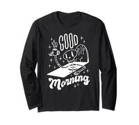 Buenos DÍAS Funny Skelton con Café en la Tumba Meme Manga Larga