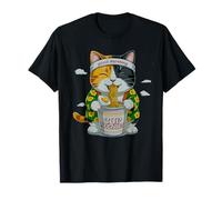 Buenos días Gato Comiendo Fideos Kawaii Comida Japonesa Camiseta