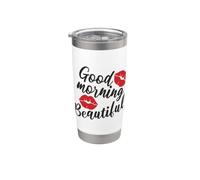 Buenos días Hermoso Beso Labios Hacer Su Día Vaso térmico de acero inoxidable de doble pared