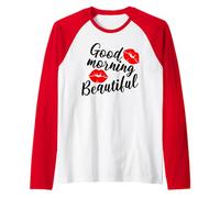 Buenos días Hermosos Labios Beso Humor Dulce Camiseta Manga Raglan