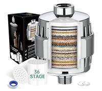Buenotec Filtro de ducha de 36 niveles con vitamina C E para agua dura, filtro de alcachofa de ducha con 2 cartuchos de filtro para eliminar cloro y metales pesados, mejora la salud de la piel y el