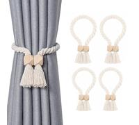Buenotec Paquete de 4 alzapaños magnéticos Fuertes para Cortinas, alzapaños de algodón Tejidos a Mano, alzapaños para Cortinas, Soporte de Cortina Magnéticas para Ducha Cocina Oficina (Beige, 4)