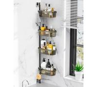 Buenotec Telescópica Estantería Ducha, Esquina Estante Ducha, Estantería baño Sin Taladro, Estantería de Ducha con 4 Cestas para Bañera y Baño, Altura Ajustable 114-190 CM