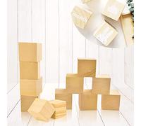 BUENTYA 12pcs Cubos de Madera para Manualidades, Pintar y Escribir, 5 x 5 x 5 cm, Bloque para Grabar Láser, Cubo para Bloques de Construcción
