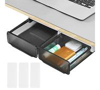 BUENTYA 2 Pcs Organizador/Cajón Debajo Escritorio,Cajón Oculto Cajón Debajo De La Mesa Cajón Autoadhesivo Caja de Almacenamiento de Escritorio Oculta Para Oficina,Escuela,Hogar