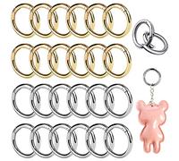BUENTYA 24pcs Mosquetones Redondos, Anillo de Resorte de Metal, Gancho de Resorte Dorado o Plateado, Hebilla de Anillo, Mosquetón Escalada, para Bolsos, Llaves, Llaveros, Maletas, Mochilas(33mm)