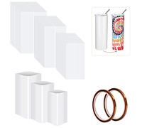 BUENTYA 30 Pcs Película de Envoltura de Sublimación 3 Size Película retráctil de sublimación blanca con 2 rollos de cinta resistente al calor para vasos delgados, tazas, tazas