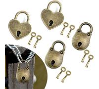 BUENTYA Candado Antiguo, 4pcs Mini Candados y 8pcs Llaves, Candado Decorativo en Forma de Corazón y de Oso, Candado de Metal con Llave, para Taquilla, Maleta, Bolso, Caja de Almacenaje(36x21mm)