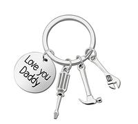 BUENTYA Llaveros para el Día del Padre Llavero Papá con Mensaje Regalo del Día del Padre con Martillo Llave Destornillador Grabado Llaveros para Papá Regalo para Cumpleaños Papá Navidad