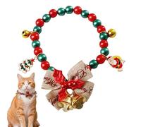 Buerfu Collar Navideño para Mascotas | Collar para Gatita con Colgante Navideño | con Muñeco De Nieve Copos De Hielo Reno Santa Árbol De Navidad Y Lazo Campana | Accesorio Invernal para Gatos