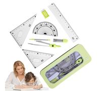 Buerfu Juego de reglas para la escuela, Juego de reglas para dibujar | Kit de regla de geometría matemática - Juego de brújulas de geometría portátiles para estudiantes, kit de regla de geometría de