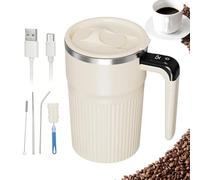 Buerfu Taza De Café Con Agitación Automática, 400ml Recargable Con Pantalla De Temperatura, Taza con Agitación Eléctrica y Tapa, para Bebidas de Chocolate Caliente, Hogar, Viajes, Vacaciones,