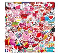 BuerHomie 100 Pegatinas Corazones Rojos para portátil, monopatín, bicicleta, motocicleta, maletín, botella de agua, adhesivo, vinilo impermeable, pegatinas Aesthetic para niños, niñas, adultos