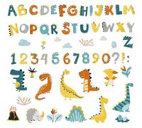 BuerHomie Pegatinas Infantiles Pared Decorativas, Cifras Números Alfabeto Dinosaurios Vinilos Decorativos Paredes Decoración para Dormitorio Habitation Bebé Niña Niño