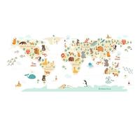 BuerHomie Pegatinas Infantiles Pared Decorativas, Mapamundi y Animales Vinilos Decorativos Paredes Decoración para Dormitorio Habitation Bebé Niña Niño