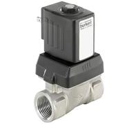Bürkert 221758 Válvula solenoide de 2/2 vías para líquidos 24 V/DC conexión G 3/8 manguito valor kv 31,67 l/min presión de funcionamiento (