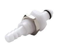 Bürkle Acoplamientos de liberación rápida POM con conexión de manguera para montaje en placa, con válvula, NW 3,2 mm, parte del padre, diámetro interior de manguera de 4 mm, diámetro exterior de la