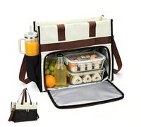 BUERPINKING Bolsa de almuerzo para mujer, bolsa para portátil de 15,6 pulgadas con compartimento refrigerador aislado, 2 en 1, bolsa de almuerzo grande, bolso de mano, maletín impermeable, bolsa de