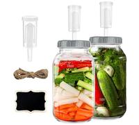 BUERPINKING Vaso de fermentación, 2 unidades de 2 l, vasos de fermentación Kimchi, vidrio de fermentación, cristal de fermentación con peso