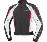 Büse B.Racing Pro Chaqueta de moto textil, Negro/Blanco/Rojo, Talla XS