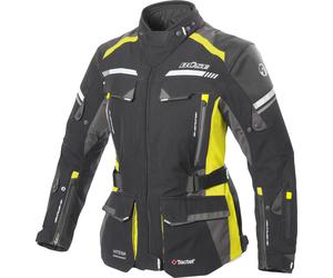 Büse Highland 2 Chaqueta textil para motocicletas para damas, negro/gris/amarillo, Talla 46