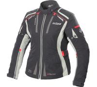 Büse Linda Chaqueta textil para motocicletas para damas, negro/gris/rojo, Talla 52