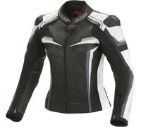 Büse Mille Chaqueta de cuero de la motocicleta de las señoras, Negro/Blanco, Talla 19