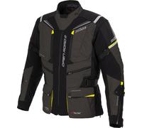 Büse Open Road III Chaqueta textil impermeable para mujer, negro-gris-amarillo, tamaño 42