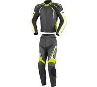 Büse Silverstone Pro De dos piezas traje de cuero moto, Negro/Blanco/Amarillo, Talla 50