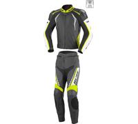 Büse Silverstone Pro Dos señoras pieza de cuero juego, Negro/Blanco/Amarillo, Talla 40