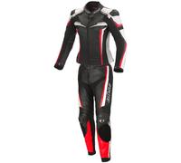 Büse Traje de moto Mille de piel, 2 piezas, negro/rojo para mujer, talla 44, Negro , 46