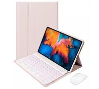 Bueuwe Funda con Teclado para Lenovo Tab P11 Pro 2nd 2022 11.2" TB132FU TB138FC, Teclas Retroiluminadas, Teclado Inalámbrico Desmontable con Ratón Bluetooth,Rosado