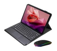 Bueuwe Funda con teclado para Lenovo Tab P12 de 12,7 pulgadas 2023, QWERTZ alemán, teclado de 7 colores con retroiluminación y trackpad, parte trasera de TPU suave