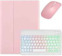 Bueuwe Funda con Teclado para Samsung Galaxy Tab A9+/A11+ Plus 11 Pulgadas, Funda con Teclado inalámbrico Desmontable retroiluminada con portalápices,Rosado