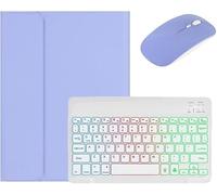 Bueuwe Funda con Teclado para Samsung Galaxy Tab A9+/A11+ Plus 11 Pulgadas, Funda con Teclado inalámbrico Desmontable retroiluminada con portalápices,Púrpura