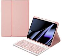Bueuwe Funda con Teclado para Xiaomi Pad 6/6 Pro, Teclado Bluetooth Desmontable con portalápices y función de Encendido y Apagado automático.,Rosado