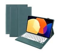 Bueuwe Funda con Teclado para Xiaomi Pad Pro de 12,4 Pulgadas, Contiene Ñ, Teclado inalámbrico Desmontable, Carcasa Trasera de TPU Suave,Verde