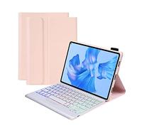 Bueuwe Funda para Teclado para Huawei Matepad Pro 11, Contiene Ñ, Teclado inalámbrico retroiluminado Desmontable con Cubierta Protectora magnética,Rosado