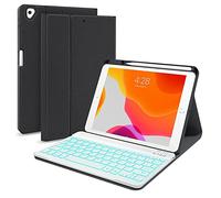 Bueuwe Funda Teclado para iPad 7Th/8Th/9Th Generation 10,2 Pulgadas 2018/2020/2021, Teclado Francés AZERTY, Teclado Inalámbrico Desmontable Retroiluminado,Negro