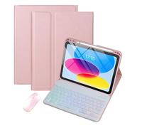 Bueuwe Funda Teclado para iPad A16 11th Generation 2025 and 10th Generation 2022 (11/10.9 Inch), con Teclado Bluetooth retroiluminado Desmontable y Funda Tipo Folio,Ratón con retroiluminación,Rosado