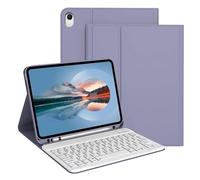 Bueuwe Funda Teclado para iPad Air 4/5/6/7/M1/M2/M3 de 11 Pulgadas, Teclado inalámbrico Bluetooth Desmontable, con Soporte para lápiz,Deep Purple