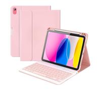 Bueuwe Funda Teclado para iPad Air de 11 Pulgadas M3 2025/M2 2024, Air 5/4 de 10,9 Pulgadas, con Teclado inalámbrico Bluetooth Desmontable y Soporte para el Apple Pencil,Rosado