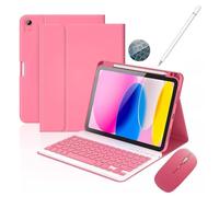 Bueuwe Funda Teclado para iPad Air de 11 Pulgadas M3 2025/M2 2024, Air 5/4 de 10,9 Pulgadas, con Teclado inalámbrico Bluetooth Desmontable y Soporte para el Apple Pencil,Lápiz táctil,Watermelon Red