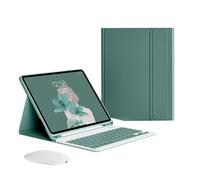 Bueuwe Funda Teclado para iPad Pro 12,9/Air 13 m2 m3, Air, Air 2, Pro de 9,7 Pulgadas, Ratón y Teclado Bluetooth inalámbrico magnético Desmontable,Midnight Green