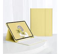 Bueuwe Funda Teclado para iPad Pro 2022 11" 4Th/iPad Air 5Th Gen 10.9 Pulgadas - Teclado Francés AZERTY Retroiluminado En 7 Colores con Portalápices, Estuche De TPU Suave Teclado Desmontable,Amarillo