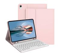 Bueuwe Funda Teclado para iPad Pro de 11 Pulgadas M5 2025 / M4 2024, Teclado inalámbrico Bluetooth Desmontable, con Soporte para lápiz,Soft Pink