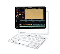 Bueuwe Funda Teclado para iPad Pro de 12,9 Pulgadas (6.ª, 5.ª, 4.ª y 3.ª generación), trackpad, Teclado Bluetooth, giratoria 360°, con Soporte para el lápiz,Transparent White Gold