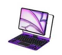 Bueuwe Funda Teclado para iPad Pro de 12,9 Pulgadas (6.ª, 5.ª, 4.ª y 3.ª generación), trackpad, Teclado Bluetooth, giratoria 360°, con Soporte para el lápiz,Cyber Purple Shade